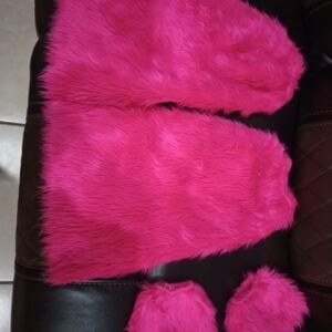 Pink Furry Kids Accessories Set